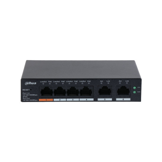 Switch Dahua L2 à 6 ports avec 4 PoE - 60W | DH-CS4006-4GT-60-SWITCH ETHERNET - POE -Guard Security